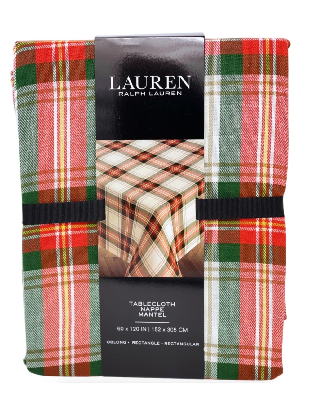 Ralph Lauren 60”x84” Tartan Plaid Holiday Tablecloth Christmas NEW
